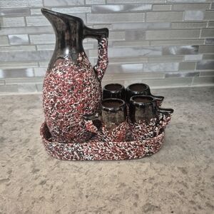 Speckled Ceramic Pitcher and Cup Set